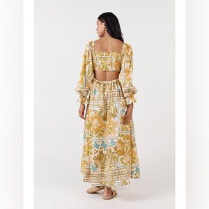 GIRL AND THE SUN‎ TALA  PARADISE Hawaiian Cotton Cut out MAXI DRESS Resort Small